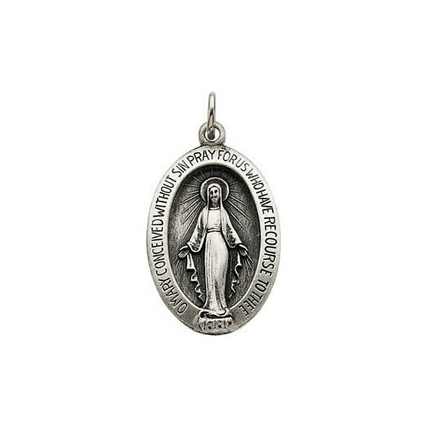 .925 Sterling Silver Miraculous Medal Charm Pendant .925 Sterling Silver Miraculous Medal Charm Pendant